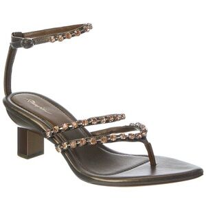 3.1 Phillip Lim Brown Jeweled Ankle-Strap Toe-Post Sandal